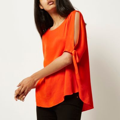 Orange split sleeve t-shirt